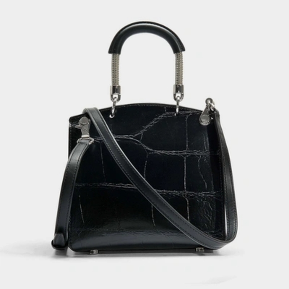 Alexander Wang Dime Mini Flap Satchel In Black Crocodile Embossed Calfskin - Picture 5 of 12